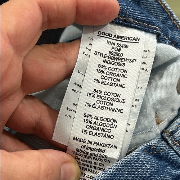 NWT Good American Good Boy High Rise Straight Leg Distressed Jeans - Size 28 - Picture 8 of 9